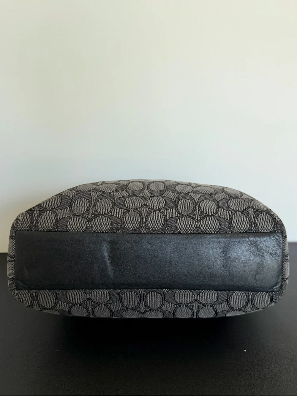 Coach F36625 Signature Gray Black Satchel Crossbody Shoulder Bag